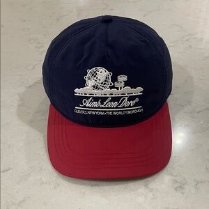 Aime Leon dore Unisphere SnapBack hat red/navy/white worn once EC